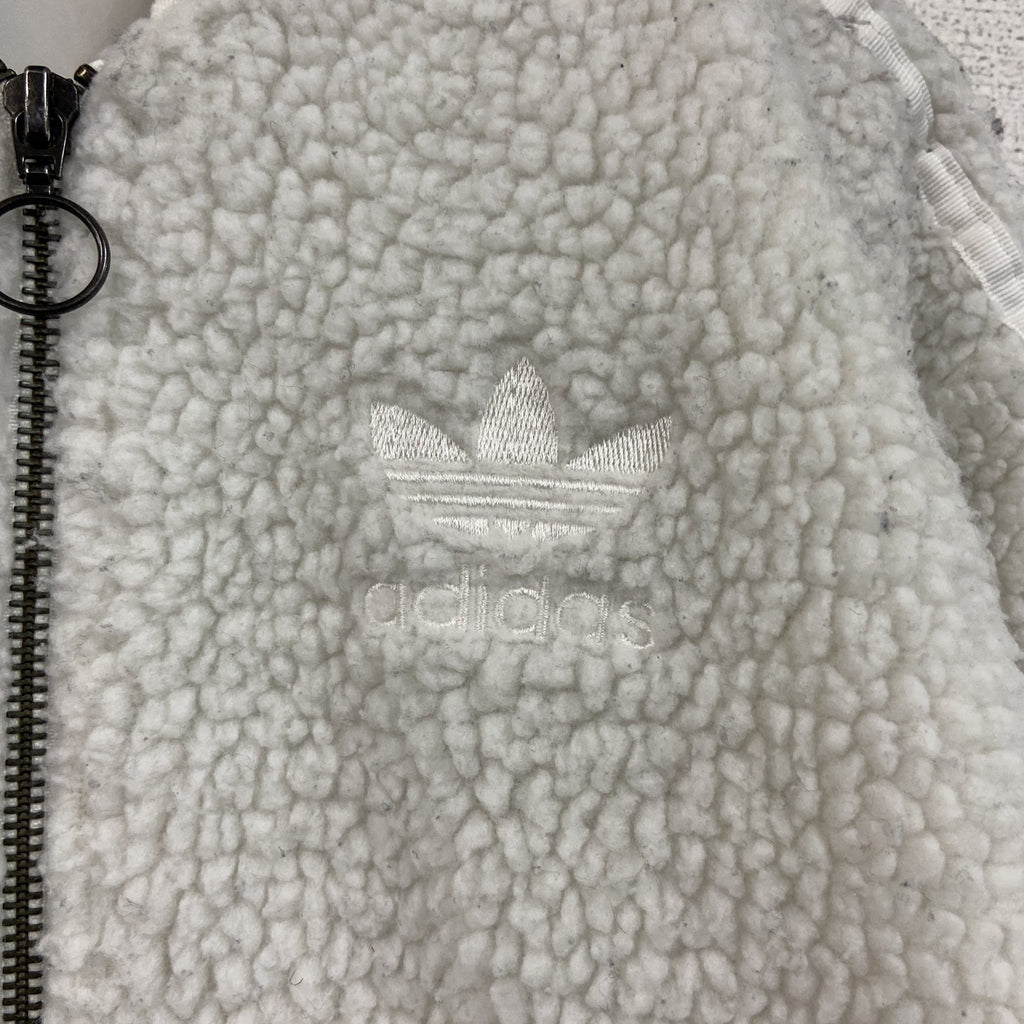adidas　アディダス　フリースジャケット/ボアジャケット　トレフォイルロゴ　刺繍ロゴ　白　ホワイト　Lサイズ