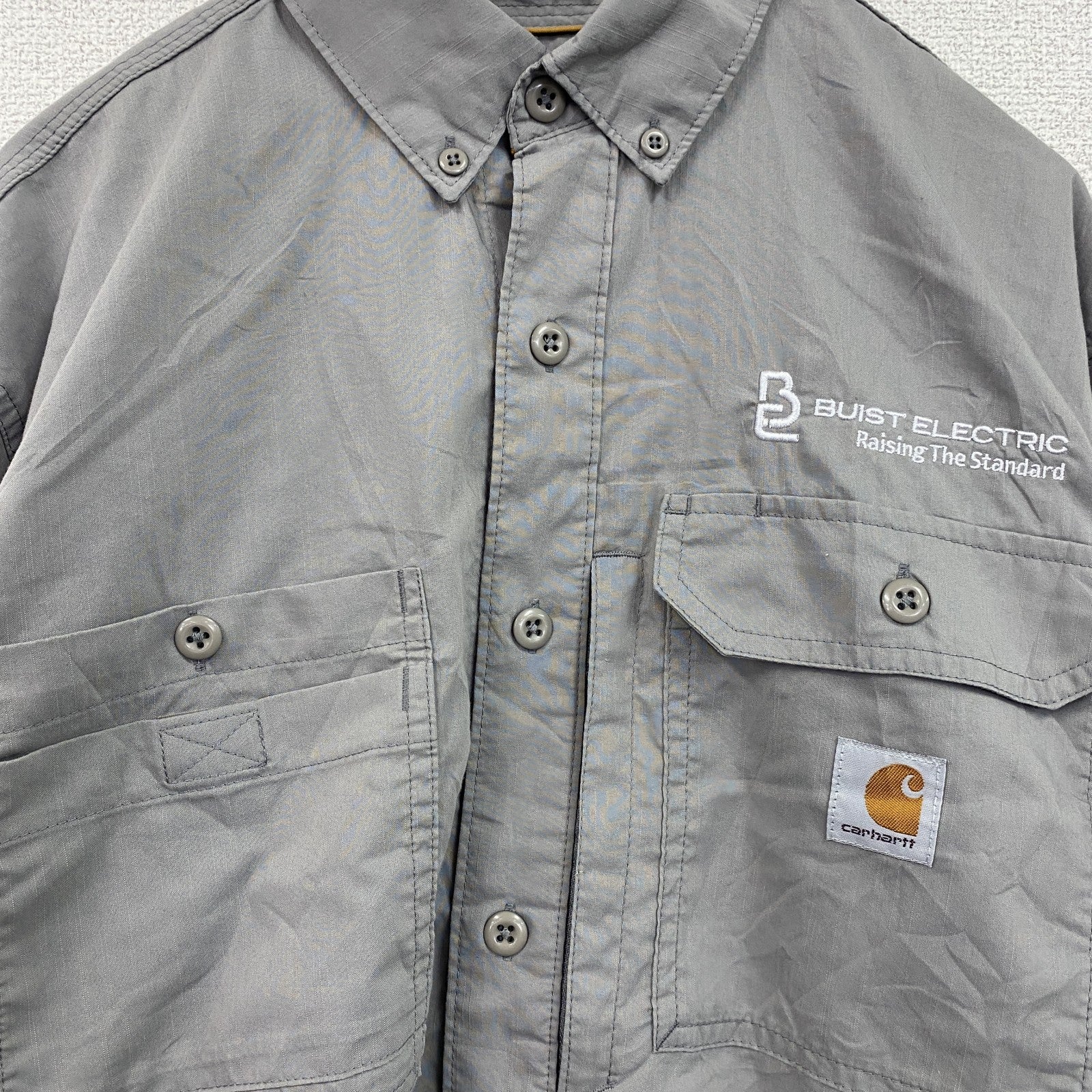 Carhartt　カーハート　長袖ワークシャツ　ボタンダウンシャツ　灰色　グレー　Mサイズ