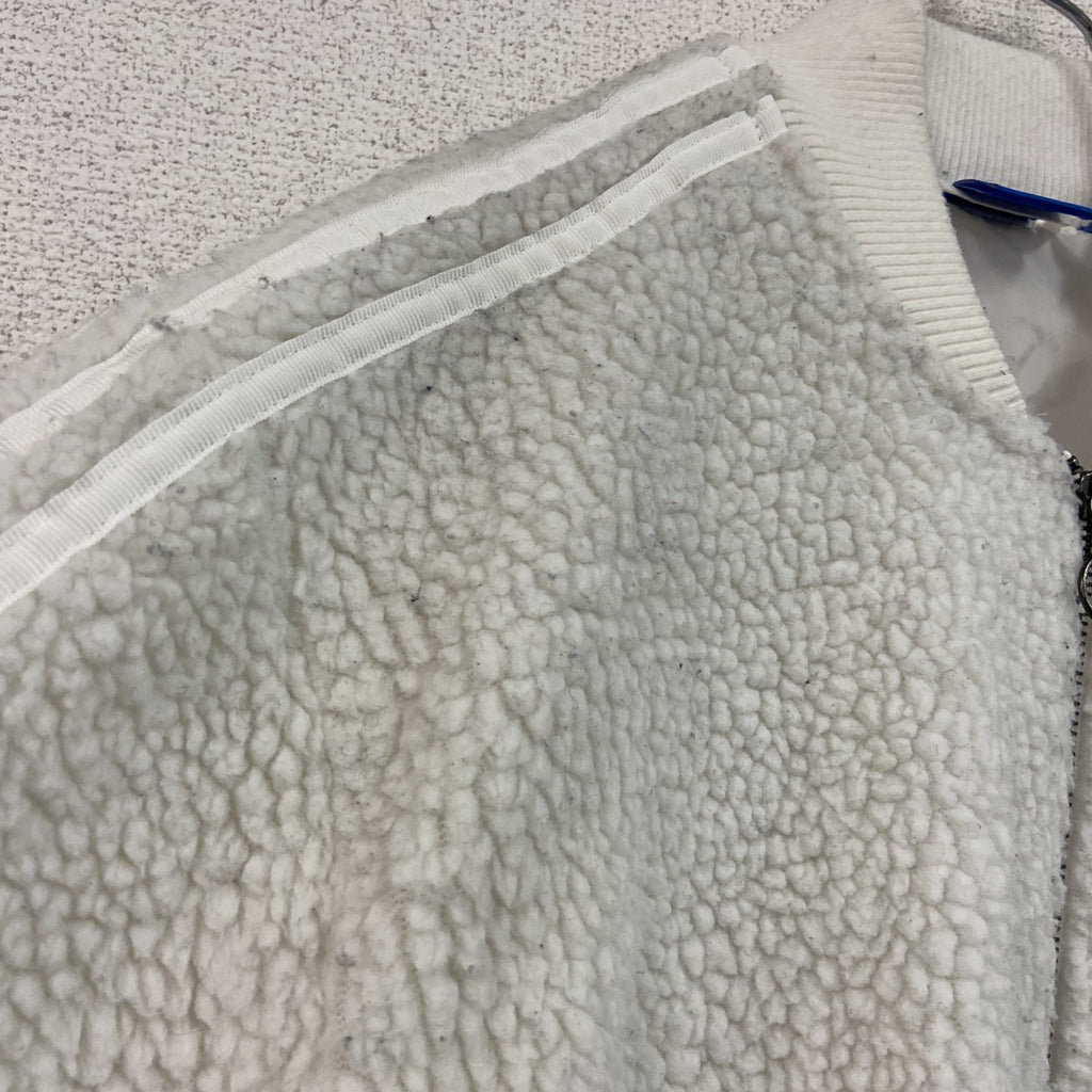 adidas　アディダス　フリースジャケット/ボアジャケット　トレフォイルロゴ　刺繍ロゴ　白　ホワイト　Lサイズ