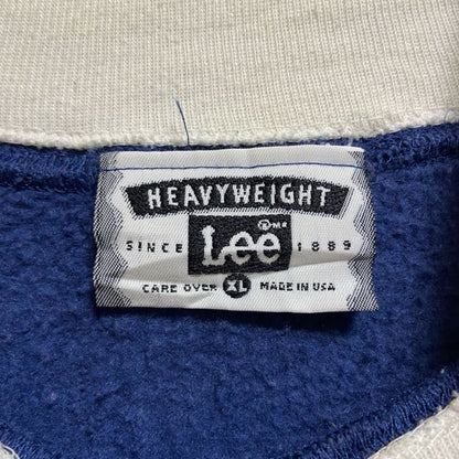 古着 used　90s　Lee　リー　長袖プリントスウェット　トレーナー　重ね着風　雪　青　ネイビー　USA製　オーバーサイズ