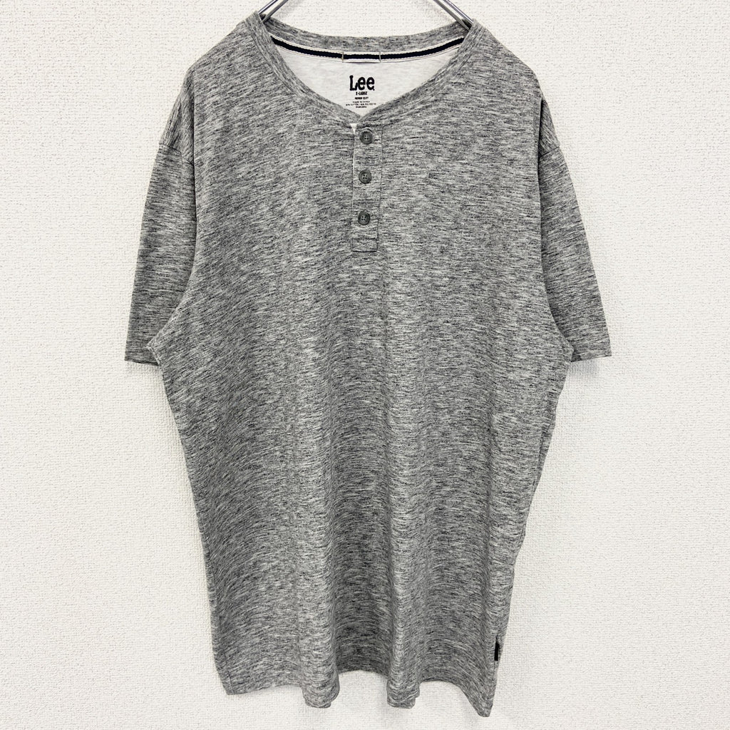 古着 used　Lee リー　半袖ヘンリーネックTシャツ　ハーフボタン　無地　シンプルデザイン　ノームコア　XLサイズ