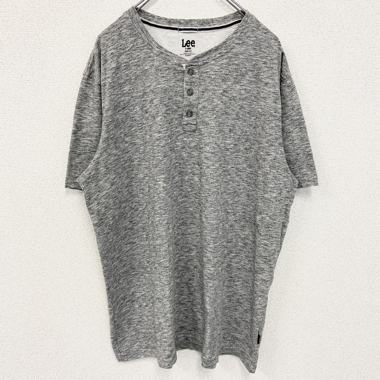 古着 used　Lee リー　半袖ヘンリーネックTシャツ　ハーフボタン　無地　シンプルデザイン　ノームコア　XLサイズ