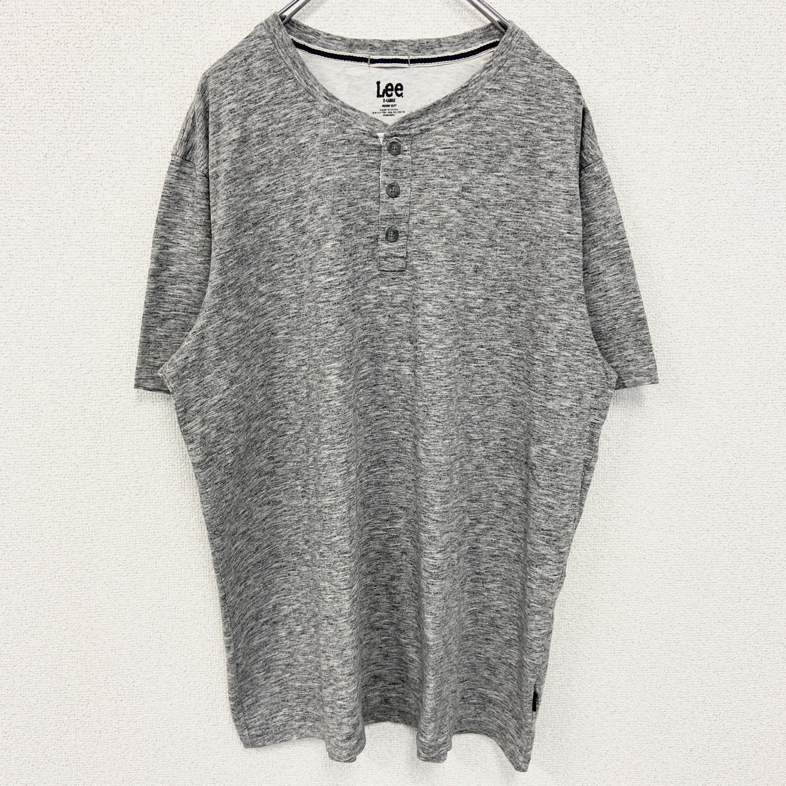 古着 used　Lee リー　半袖ヘンリーネックTシャツ　ハーフボタン　無地　シンプルデザイン　ノームコア　XLサイズ