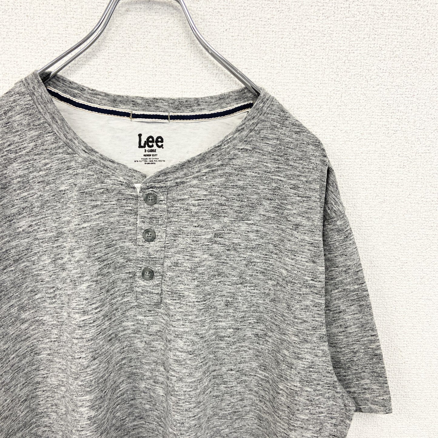 古着 used　Lee リー　半袖ヘンリーネックTシャツ　ハーフボタン　無地　シンプルデザイン　ノームコア　XLサイズ