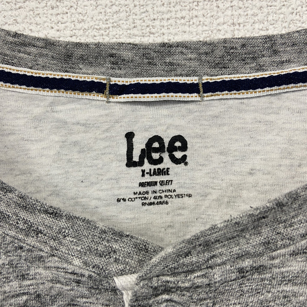 古着 used　Lee リー　半袖ヘンリーネックTシャツ　ハーフボタン　無地　シンプルデザイン　ノームコア　XLサイズ