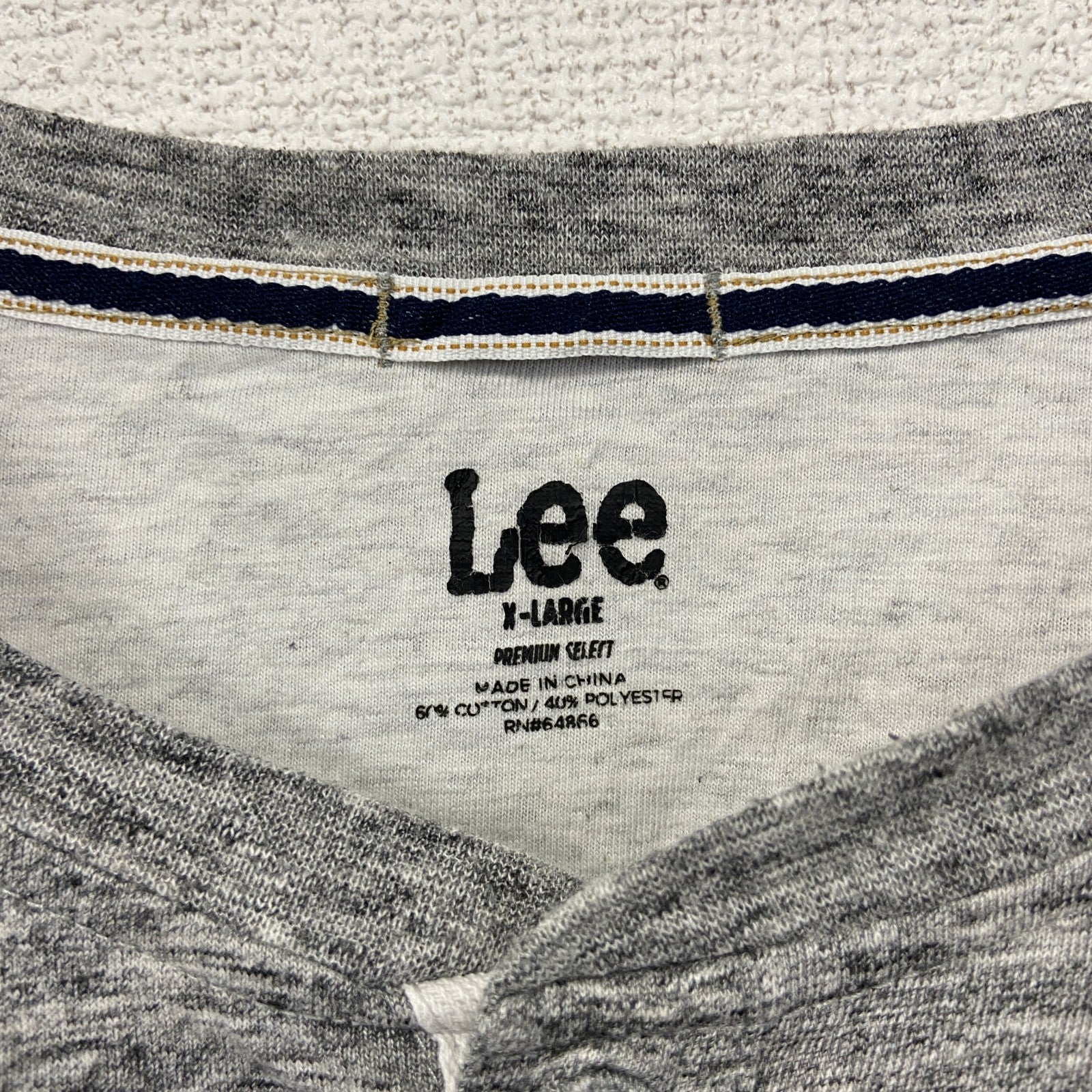 古着 used　Lee リー　半袖ヘンリーネックTシャツ　ハーフボタン　無地　シンプルデザイン　ノームコア　XLサイズ