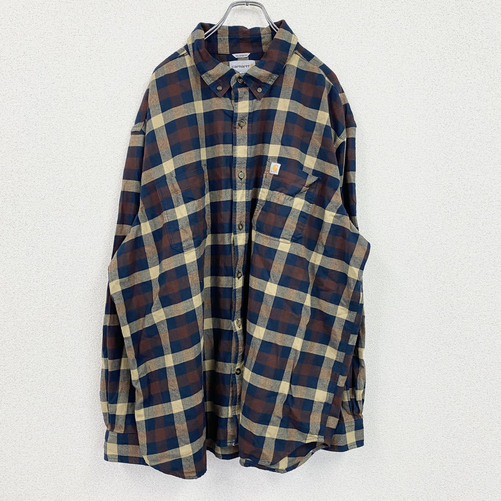 Carhartt　カーハート　長袖ネルシャツ　ボタンダウンシャツ　ベージュ　3XLサイズ