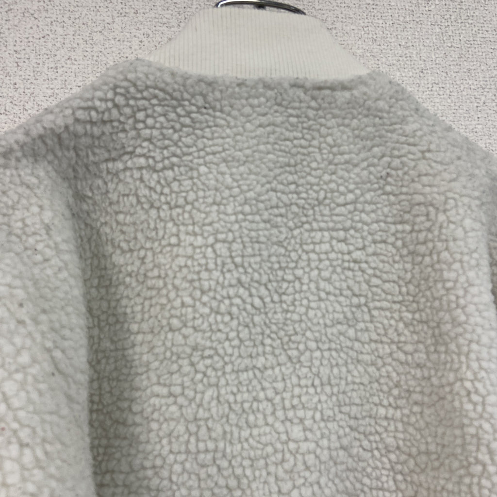 adidas　アディダス　フリースジャケット/ボアジャケット　トレフォイルロゴ　刺繍ロゴ　白　ホワイト　Lサイズ