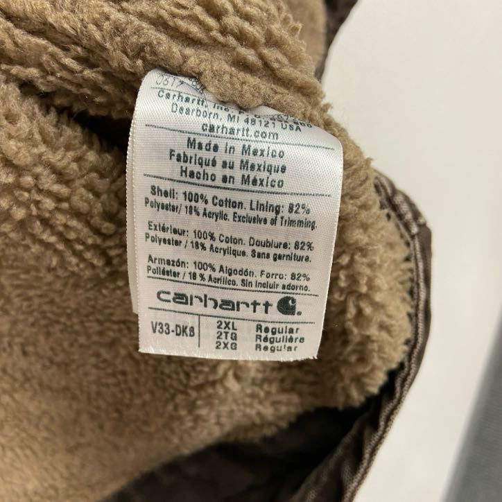 Carhartt　カーハート　フルジップダックベスト　裏ボア　ボアライナー　茶色　ブラウン　2XLサイズ