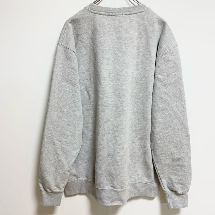 古着 used　長袖プリントスウェット　トレーナー　クルーネック　DRUNKLE　グレー　レトロ　ビッグシルエット　XLサイズ
