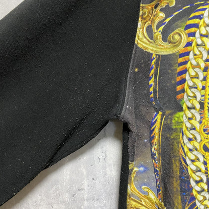 古着 used　WTO2　長袖プリントデザインスウェット　トレーナー　黒　クレオパトラ　エジプト　ビッグシルエット　XLサイズ
