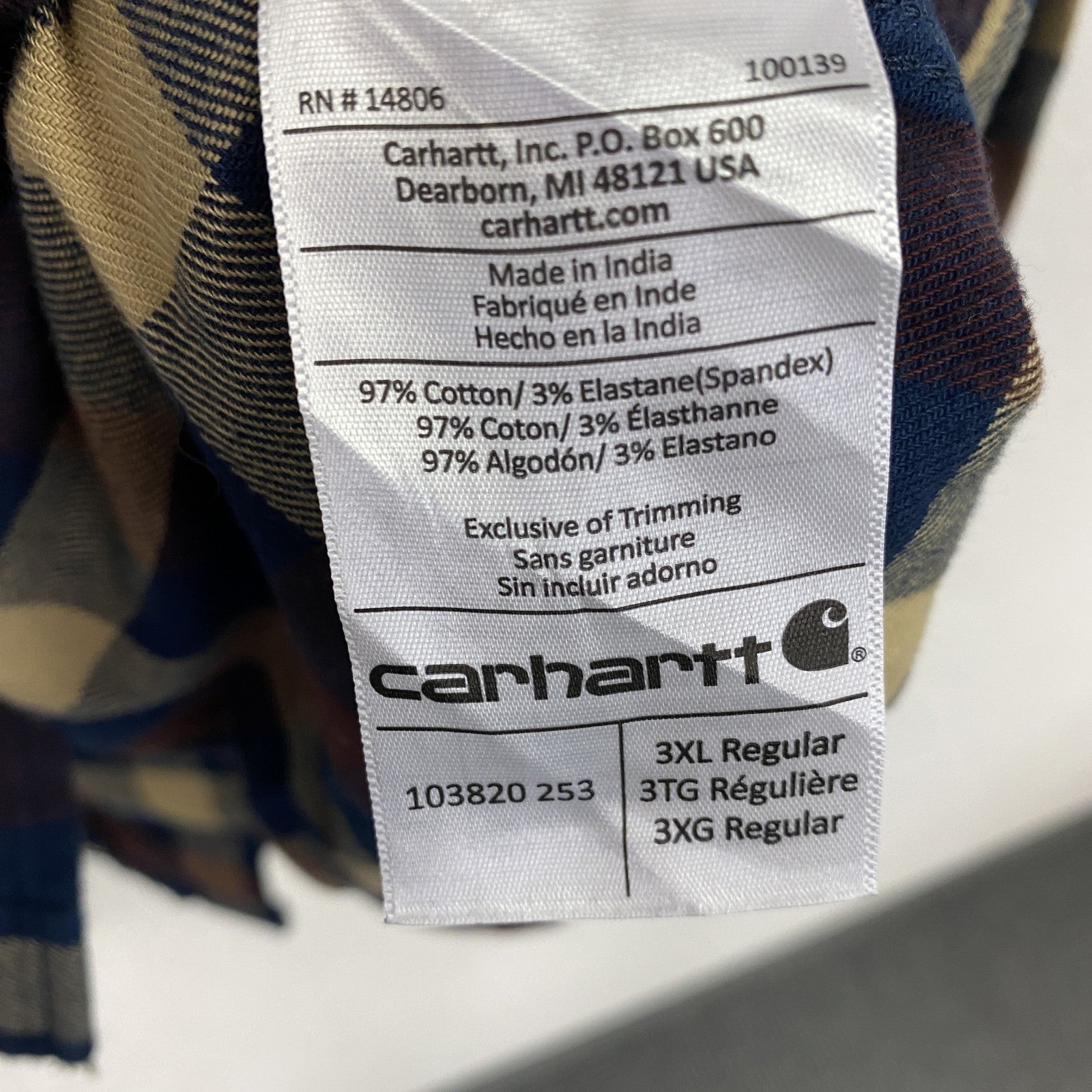 Carhartt　カーハート　長袖ネルシャツ　ボタンダウンシャツ　ベージュ　3XLサイズ