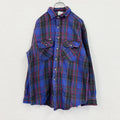 ～90s　Carhartt　カーハート　長袖ヘビーネルシャツ　チェック柄　ヴィンテージ　三角タグ　青　ブルー