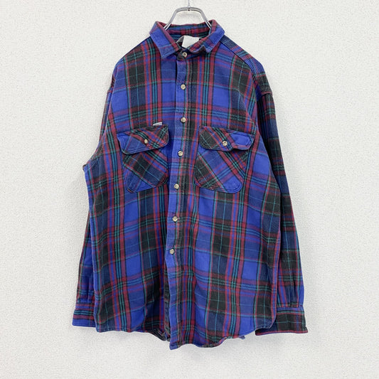 ～90s　Carhartt　カーハート　長袖ヘビーネルシャツ　チェック柄　ヴィンテージ　三角タグ　青　ブルー