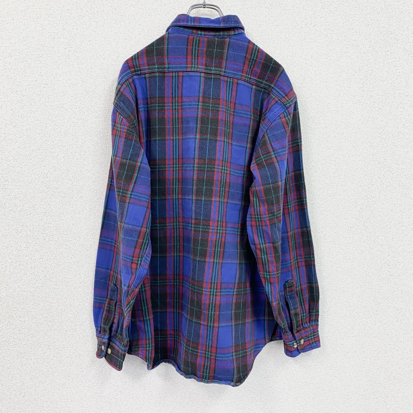 ～90s　Carhartt　カーハート　長袖ヘビーネルシャツ　チェック柄　ヴィンテージ　三角タグ　青　ブルー
