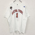 古着 used　adidas アディダス　NBA　NUEVA YORK　半袖プリントTシャツ　白　ビックシルエット　XLサイズ