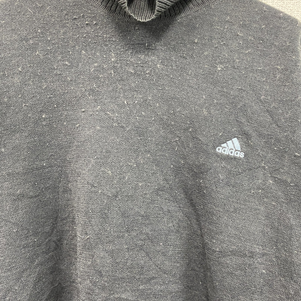 adidas　アディダス　タートルネックコットンニットセーター　パフォーマンスロゴ　灰色　グレー　XLサイズ