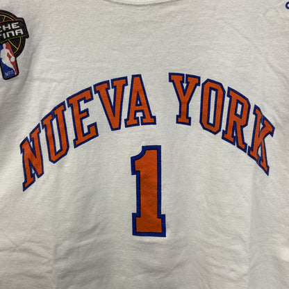 古着 used　adidas アディダス　NBA　NUEVA YORK　半袖プリントTシャツ　白　ビックシルエット　XLサイズ
