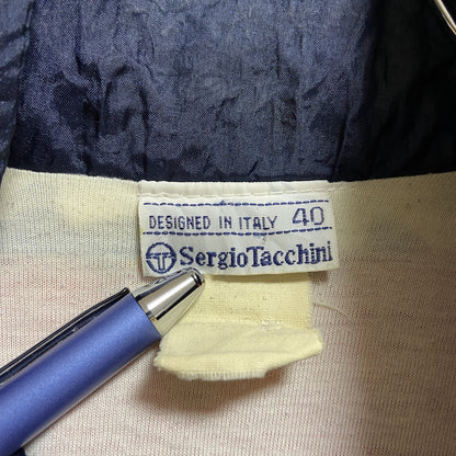 古着 used　Sergio Tacchini　長袖ナイロンジャケット　ジップアップ　切り替え　赤　レッド　ネイビー　Lサイズ