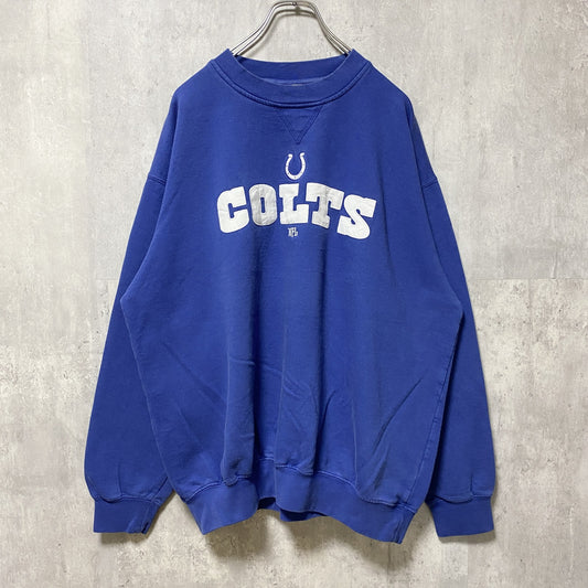 古着 used　NFL　長袖プリントワッペンスウェット　トレーナー　フットボール　Colts　インディアナポリスコルツ　青　ブルー