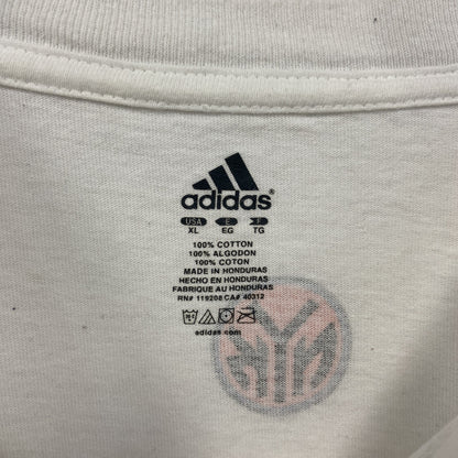 古着 used　adidas アディダス　NBA　NUEVA YORK　半袖プリントTシャツ　白　ビックシルエット　XLサイズ