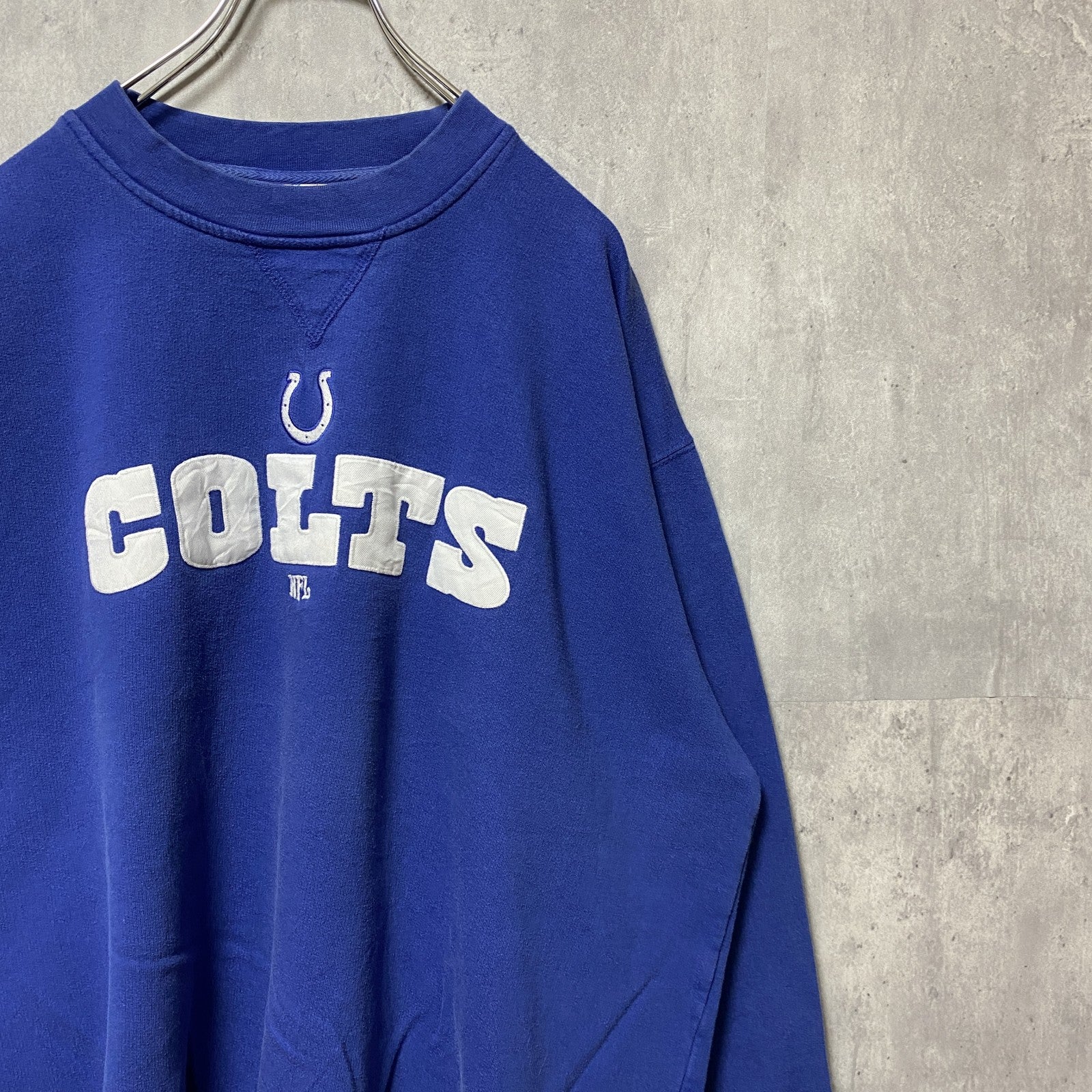 古着 used　NFL　長袖プリントワッペンスウェット　トレーナー　フットボール　Colts　インディアナポリスコルツ　青　ブルー