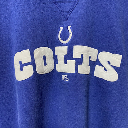 古着 used　NFL　長袖プリントワッペンスウェット　トレーナー　フットボール　Colts　インディアナポリスコルツ　青　ブルー