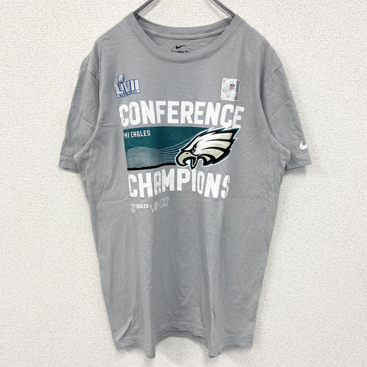 古着 used　NIKE ナイキ　NFL　フィラデルフィアイーグル　半袖プリントTシャツ　グレー　灰色　アメフト　Mサイズ