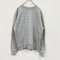 Champion　チャンピオン　スウェット/トレーナー　モノグラム　刺繍ロゴ　クルーネック　現行　総柄　灰色　グレー　Ｍサイズ