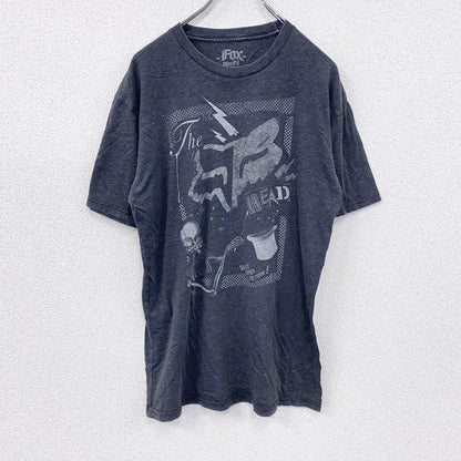 Fox Racing　フォックスレーシング　半袖プリントTシャツ　デカロゴ　スカル　骸骨　クルーネック　黒　ブラック　Lサイズ