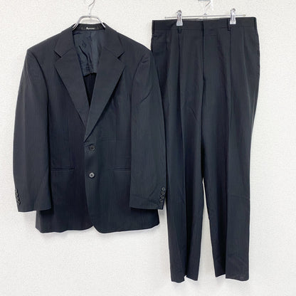 Aquascutum　アクアスキュータム　セットアップ　スーツ　ストライプ　黒　ブラック　94A6サイズ