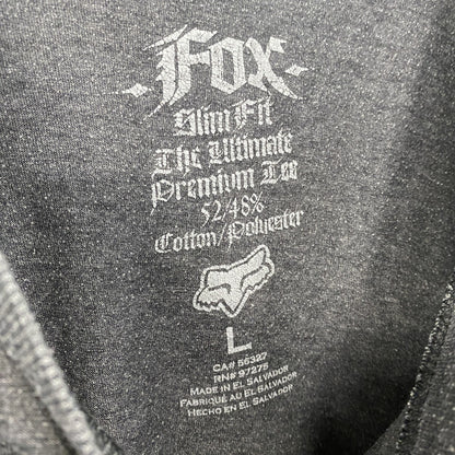 Fox Racing　フォックスレーシング　半袖プリントTシャツ　デカロゴ　スカル　骸骨　クルーネック　黒　ブラック　Lサイズ