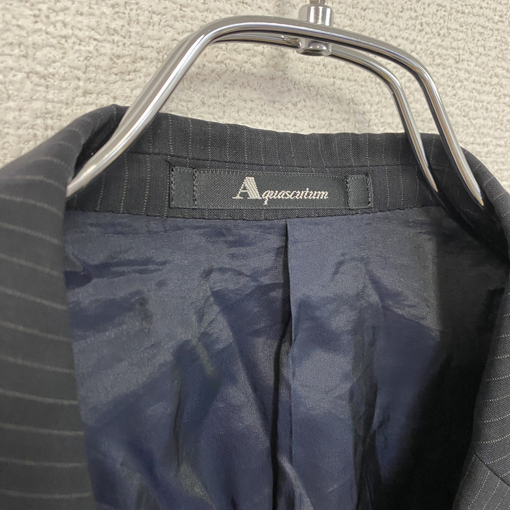 Aquascutum　アクアスキュータム　セットアップ　スーツ　ストライプ　黒　ブラック　94A6サイズ