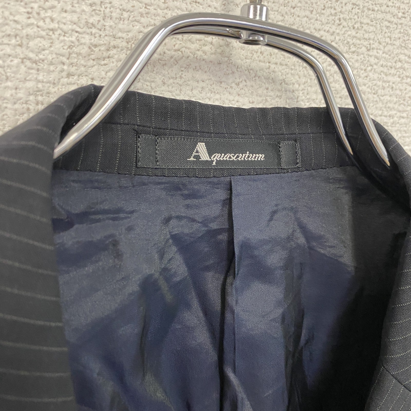 Aquascutum　アクアスキュータム　セットアップ　スーツ　ストライプ　黒　ブラック　94A6サイズ