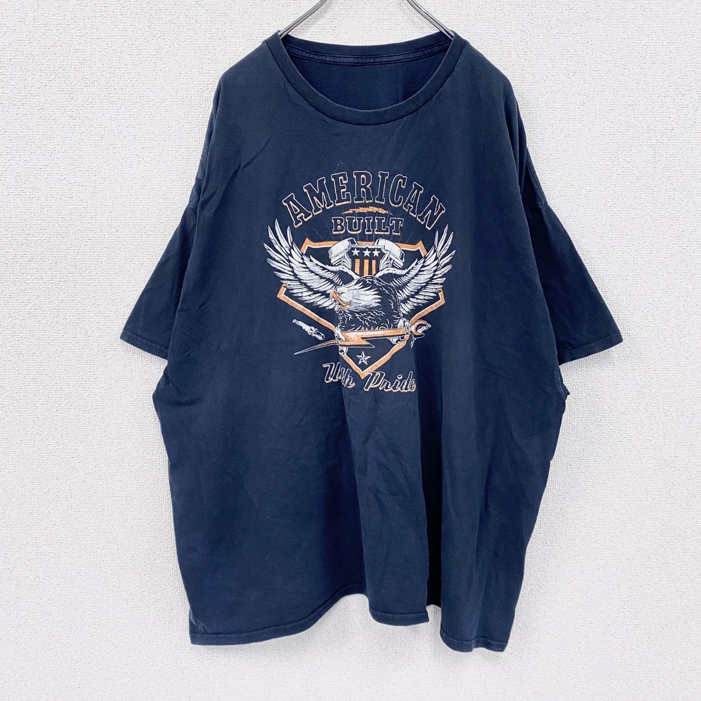AMERICAN BUILT　半袖プリントTシャツ　紺　ネイビー