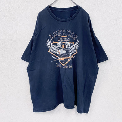 AMERICAN BUILT　半袖プリントTシャツ　紺　ネイビー