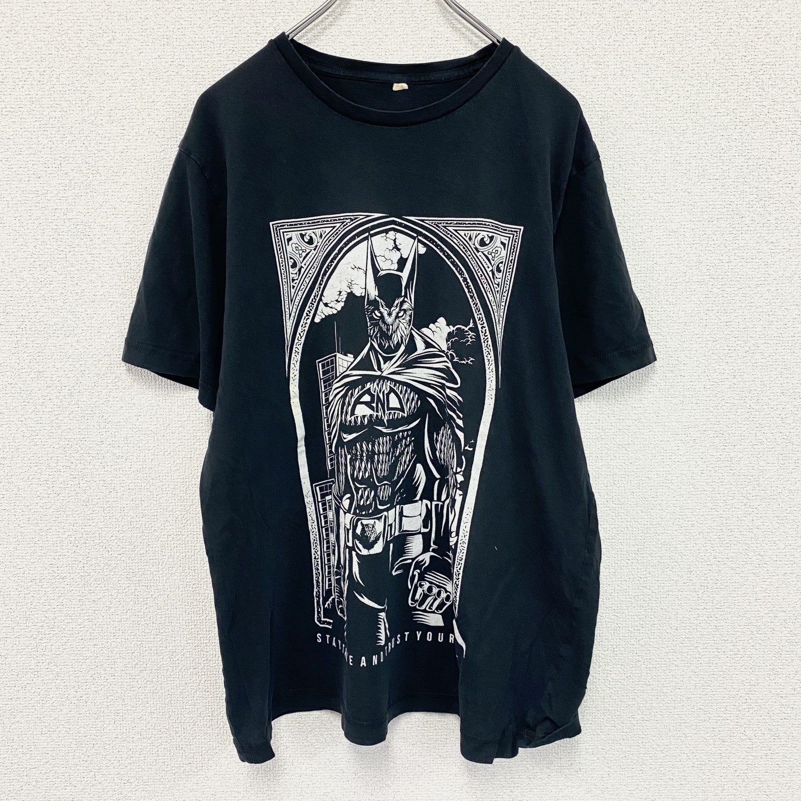 Rocknowl　ロックノウル　BATBOWL　バットアウル　半袖プリントTシャツ　黒　ブラック　Lサイズ