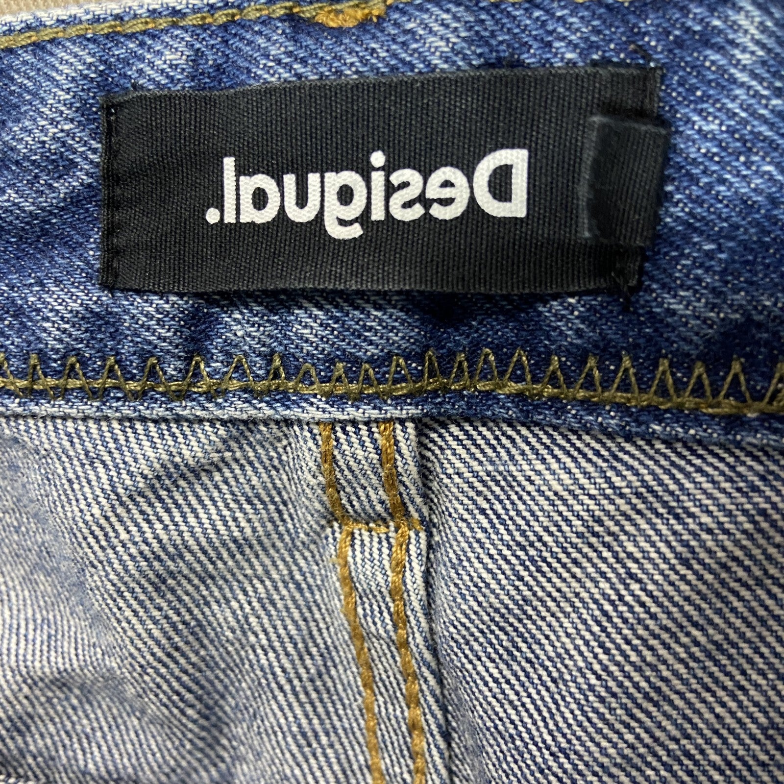 DESIGUAL　デシグアル　パッチワークデニムパンツ/ジーンズ　ジップフライ　インディゴ　W34サイズ