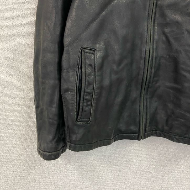 90s　DOCKERS　ドッカーズ　レザージャケット/革ジャン　シングルライダースジャケット　黒　ブラック　XLサイズ