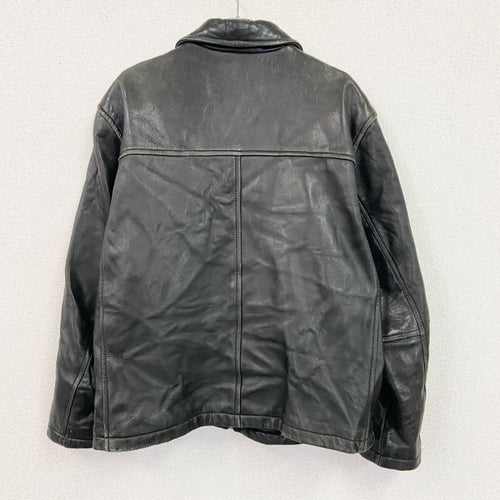 90s　DOCKERS　ドッカーズ　レザージャケット/革ジャン　シングルライダースジャケット　黒　ブラック　XLサイズ