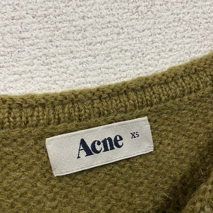 Acne　アクネストゥディオズ　半袖ウール混アクリルニットセーター　カーキグリーン　XSサイズ