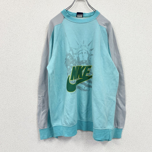 80s　NIKE　ナイキ　スウェット/トレーナー　紺タグ　ヴィンテージ　ユーロメイド　水色　ライトブルー　2XLサイズ