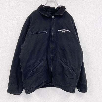 90s　CHARLES RIVER　フルジップダックジャケット　コーデュロイカラー　ヴィンテージ　黒　ブラック　Lサイズ