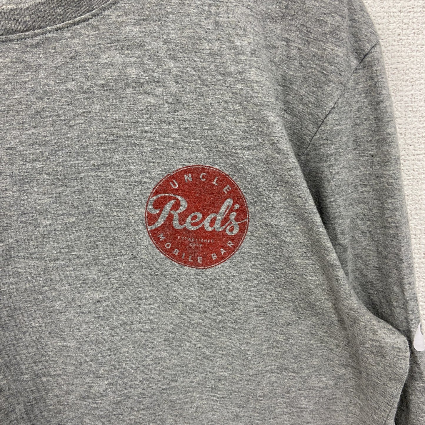 古着 used　NIKE ナイキ　長袖ワンポイントプリントTシャツ　クルーネック　グレー　灰色　Sサイズ