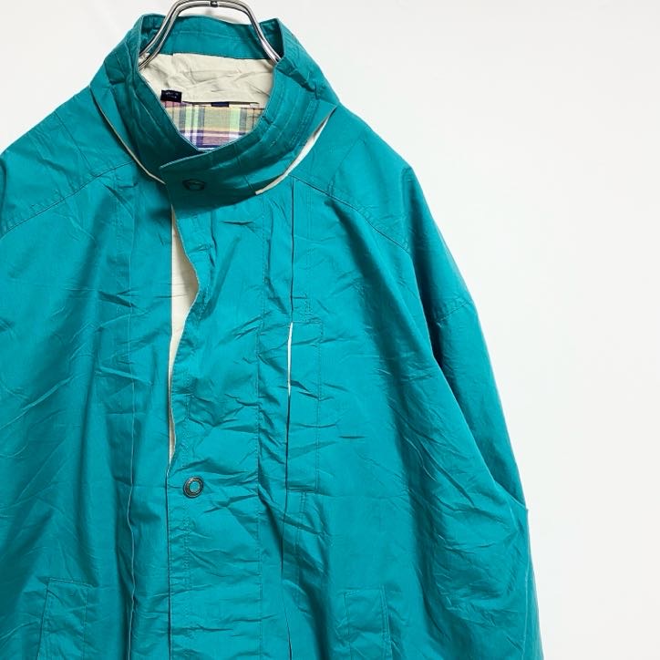 古着 used　MEMBERS ONLY　 長袖ハイネックブルゾン　マウンテンジャケット　ヴィンテージ　グリーン　秋冬服　Lサイズ