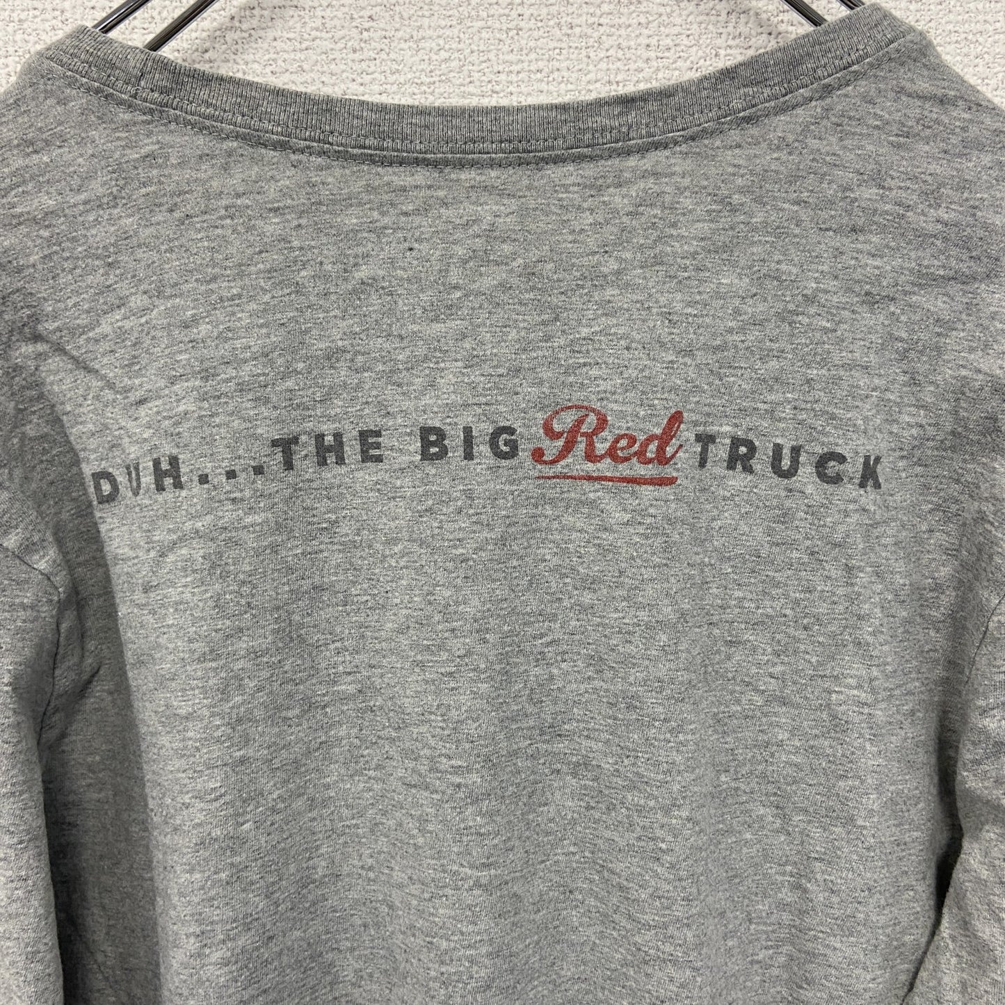 古着 used　NIKE ナイキ　長袖ワンポイントプリントTシャツ　クルーネック　グレー　灰色　Sサイズ