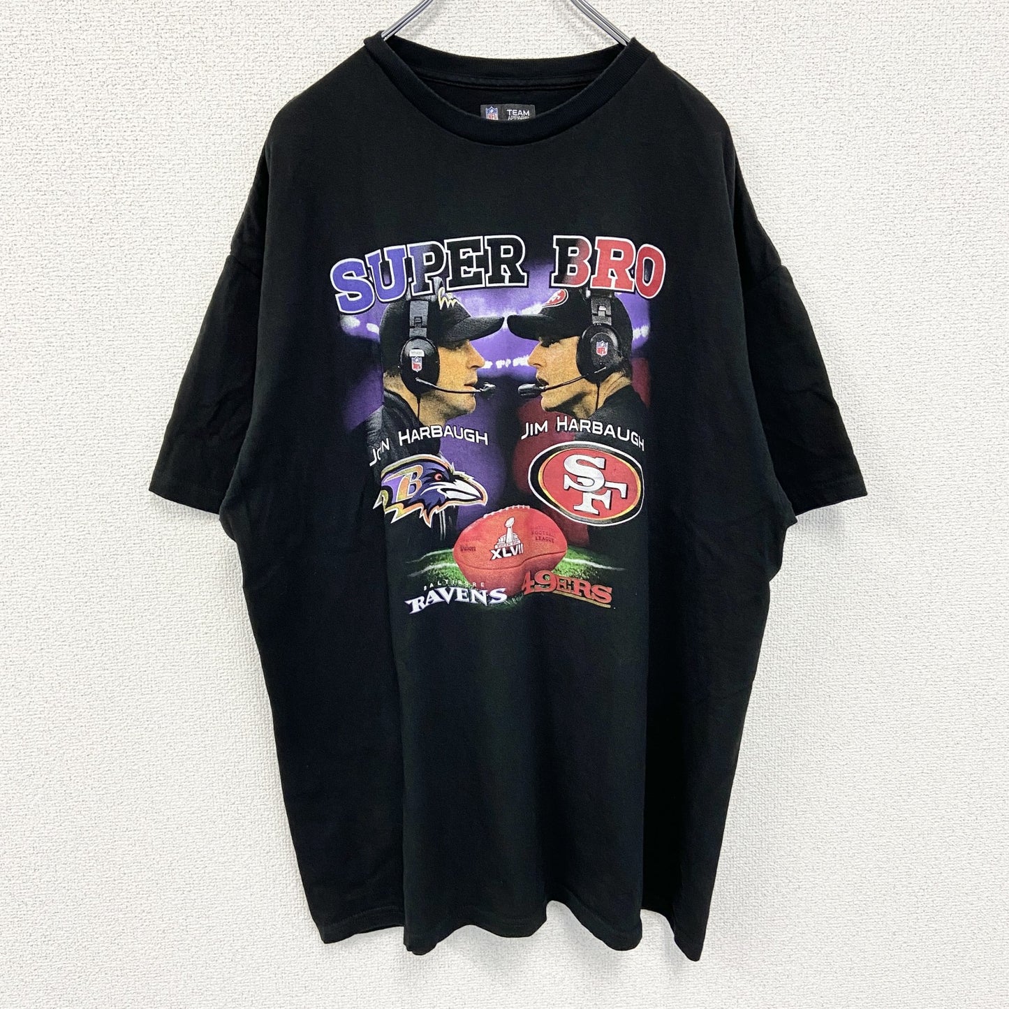 古着 used　NFL TEAM APPAREL　半袖クルーネックプリントTシャツ　アメフト　スポーツ　ブラック　XXLサイズ