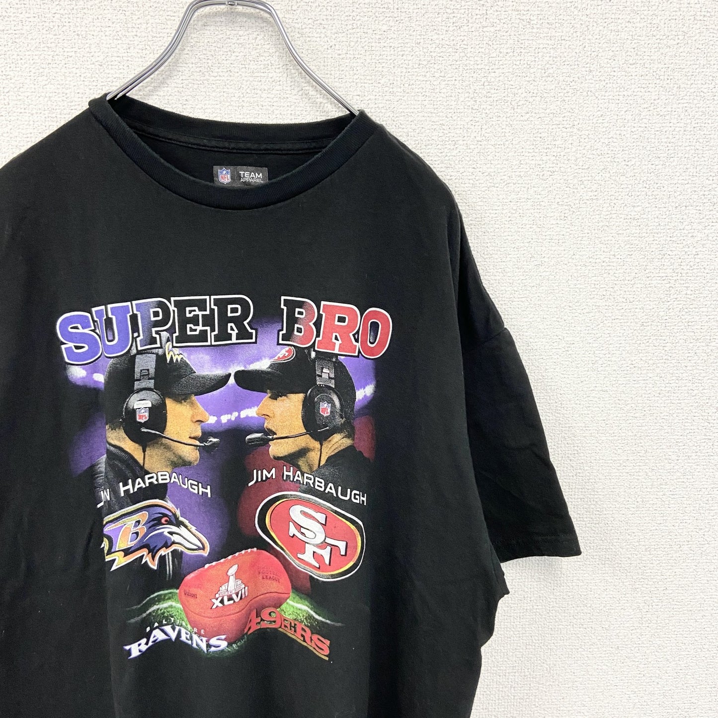 古着 used　NFL TEAM APPAREL　半袖クルーネックプリントTシャツ　アメフト　スポーツ　ブラック　XXLサイズ
