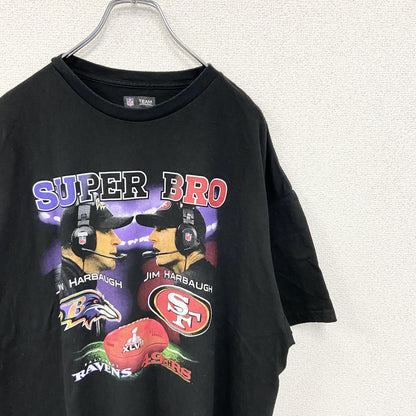 古着 used　NFL TEAM APPAREL　半袖クルーネックプリントTシャツ　アメフト　スポーツ　ブラック　XXLサイズ