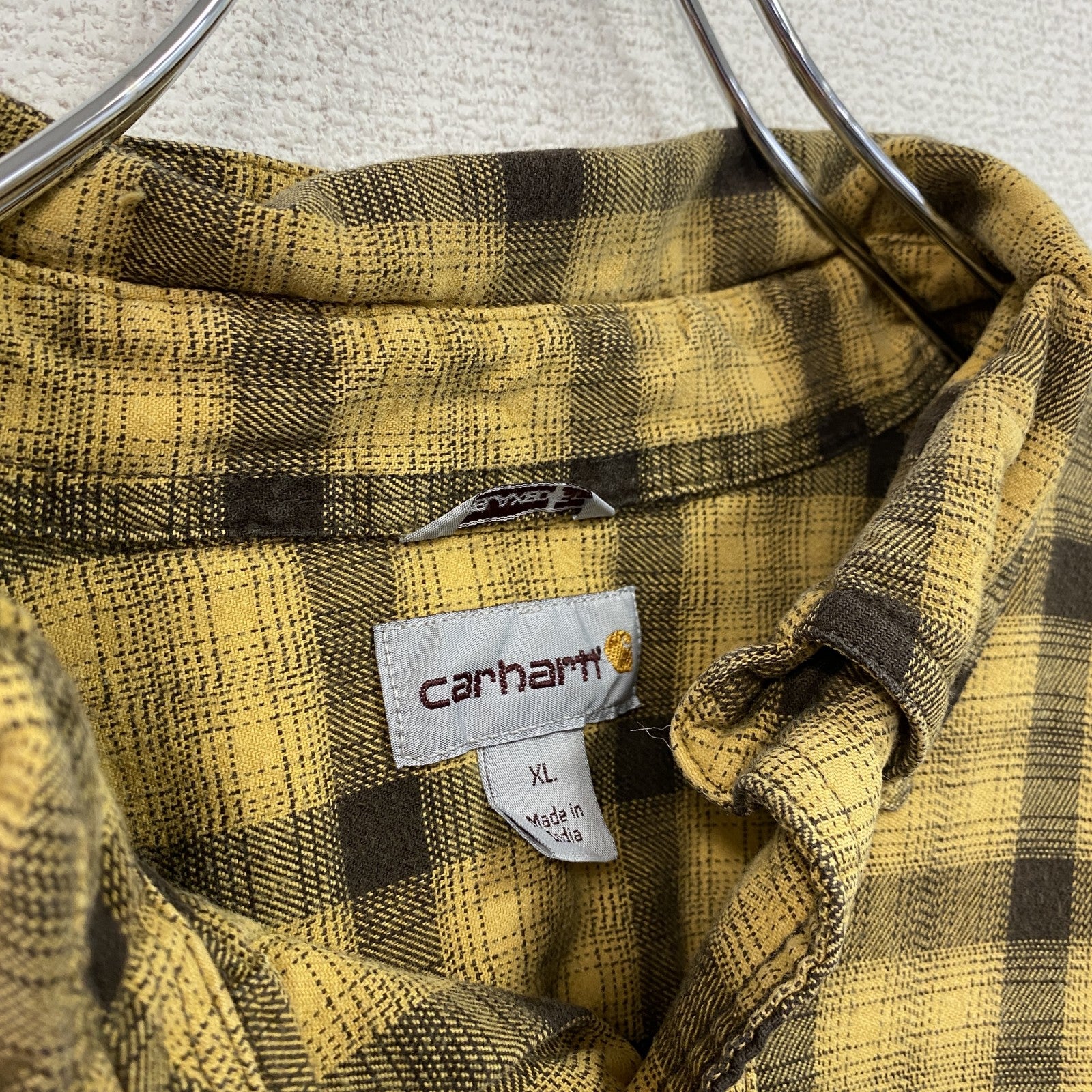 Carhartt　カーハート　長袖ネルシャツ　ボタンダウンシャツ　黄色　イエロー　XLサイズ